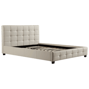 Double PU Leather Deluxe Bed Frame White