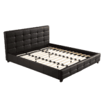 King PU Leather Deluxe Bed Frame Black