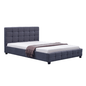 Linen Fabric Queen Deluxe Bed Frame Grey