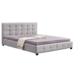 Linen Fabric King Deluxe Bed Frame Beige