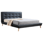 Queen PU Leather Deluxe Bed Frame Black