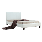 King Single PU Leather Bed Frame White