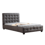 King Single PU Leather Deluxe Bed Frame Brown