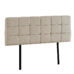 Linen Fabric Double Bed Deluxe Headboard Bedhead - Beige