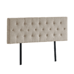 Linen Fabric Double Bed Deluxe Headboard Bedhead - Beige