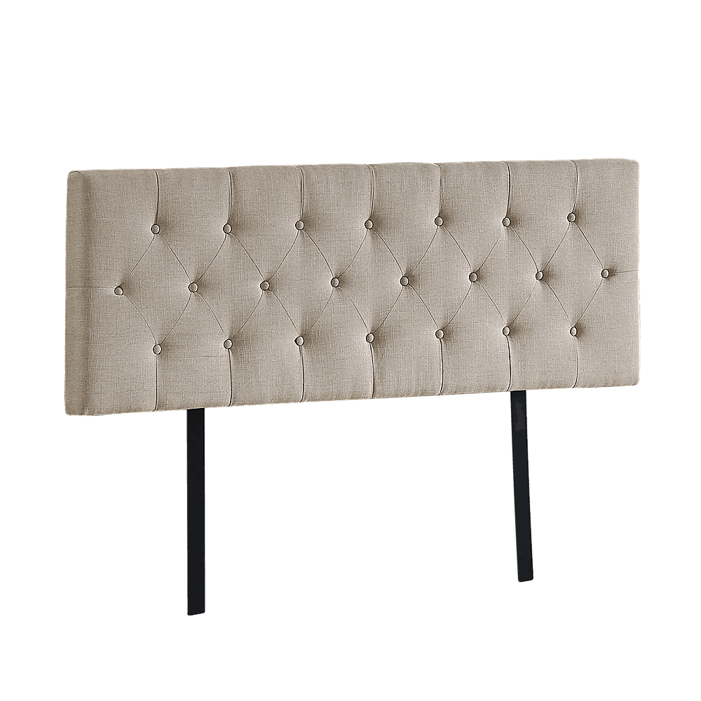 Linen Fabric Double Bed Deluxe Headboard Bedhead – Beige