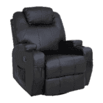 Black Massage Sofa Chair Recliner 360 Degree Swivel PU Leather Lounge 8 Point Heated