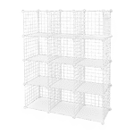 12 Cube Wire Grid Organiser Bookcase Storage Cabinet Wardrobe Closet White
