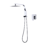 WELS 8" Rain Shower Head Set Square Dual Heads Faucet High Pressure With Mixer