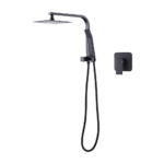 WELS 8" Rain Shower Head Set Square Dual Heads Faucet High Pressure With Mixer