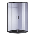 100 x 100cm Rounded Sliding 6mm Curved Shower Screen with Base in Black