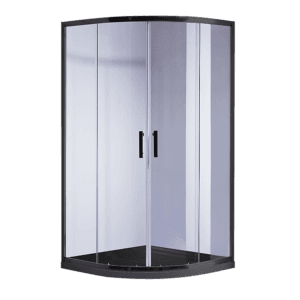 100 x 100cm Rounded Sliding 6mm Curved Shower Screen with Base in Black