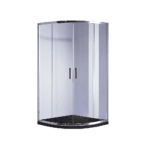 100 x 100cm Chrome Rounded Sliding 6mm Curved Shower Screen with Black Base