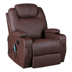 Brown Massage Sofa Chair Recliner 360 Degree Swivel PU Leather Lounge 8 Point Heated