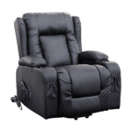 Recliner Chair – Electric Massage Lift Chair with Heat Function PU Leather Lounge Sofa Black