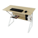 Wood & Metal Computer Desk with Shelf Home Office Furniture
