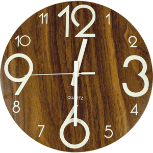 Glow In Dark Wall Clock Luminous Quartz Quiet Wooden Home Decor 30cm