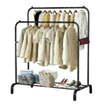 Heavy Metal Double Clothes Rail Hanging Rack Garment Display Stand Storage Shelf