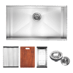 BRIENZ 32-inch Nano Workstation Ledge Undermount 16 Gauge Stainless Steel Kitchen Sink Single Bowl