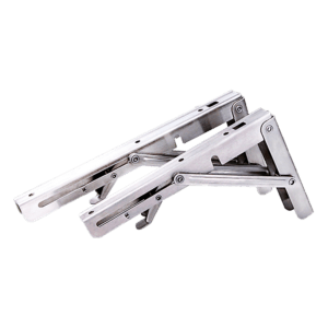 2x 10″ Stainless Steel Folding Table Bracket Shelf Bench 50kg Load Heavy Duty
