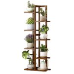 6 Tiers Vertical Bamboo Plant Stand Staged Flower Shelf Rack Outdoor Garden
