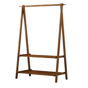 Portable Clothes Rack Coat Garment Stand Bamboo Rail Hanger Airer Closet