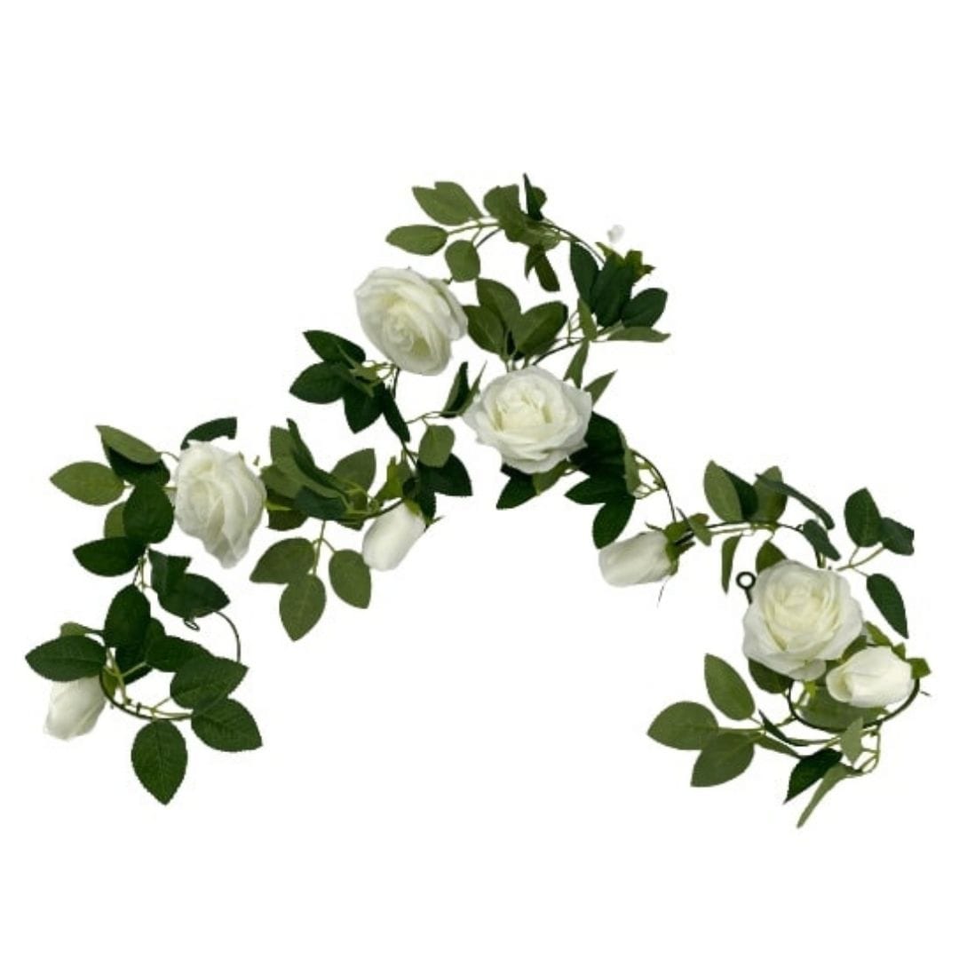 Artificial White Rose Garland 190cm 1 V77 1191290 1191290 1 1
