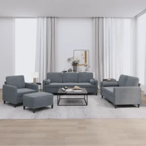 vidaXL 4 Piece Sofa Set with Pillows Dark Grey Velvet