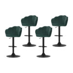 Artiss 4x Bar Stools Gas Lift Velvet Green