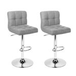 Artiss 2x Bar Stools Kitchen Dining Chairs Counter Stool Gas Lift Fabric Grey