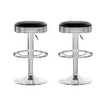 Artiss Set of 2 Backless PU Leather Bar Stools - Black and Chrome