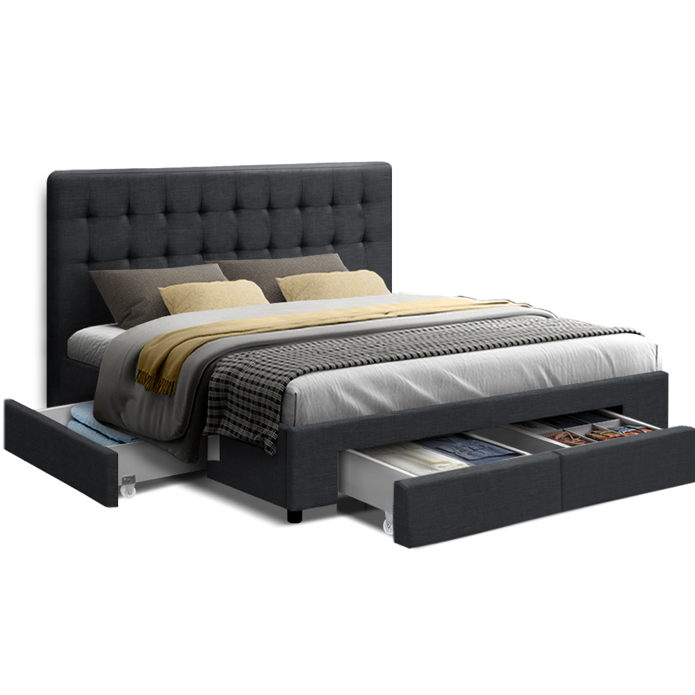 Artiss Bed Frame Double Size with 4 Drawers Grey AVIO 1 BFRAME F AVIO D CHA ABC 10574 00