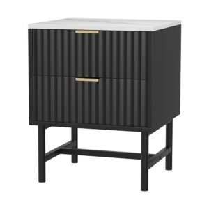 Artiss Bedside Table 2 Drawers – Black