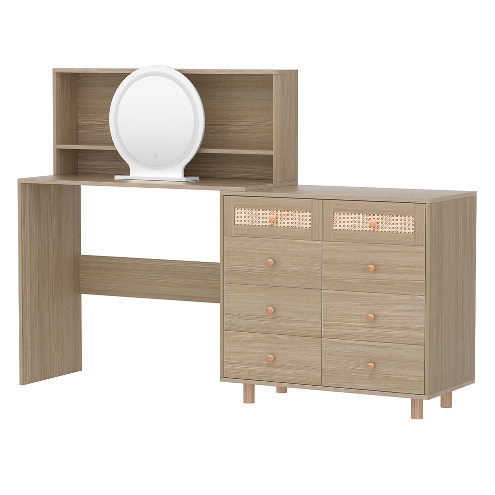 Artiss Dressing Table Stool Set 4 Drawers Oak