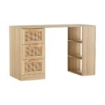 Artiss Computer Desk Drawer Shelf Home Office Study Table Rattan Oak 120CM