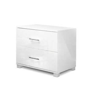 Artiss Bedside Table 2 Drawers High Gloss – White