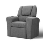 Keezi Kids Recliner Chair Linen Soft Sofa Lounge Couch Children Armchair Grey