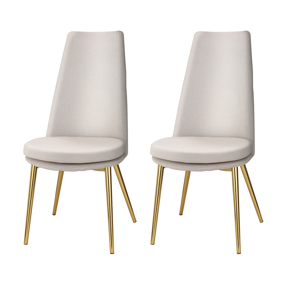 Artiss Dining Chairs Set of 2 Linen Fabric High Back Beige 1 MO DIN C 01 FA BGX2 159098 00