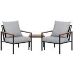Gardeon 3PC Outdoor Furniture Bistro Set Lounge Setting Chairs Table Patio Black