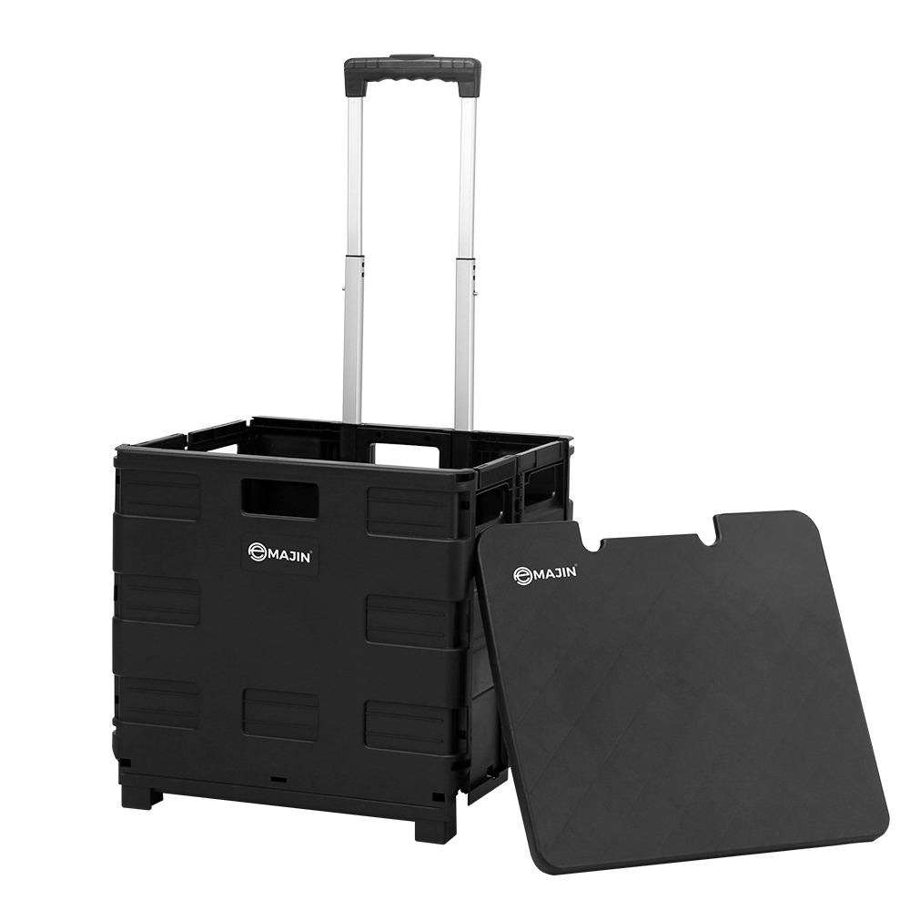 Emajin Foldable Shopping Cart Trolley Grocery Basket Rolling Wheel Portable 35KG 1 ST 35L PLA BK 90963 00