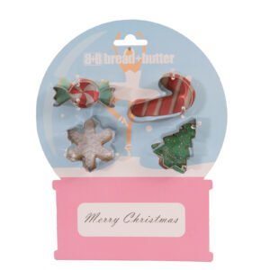 Bread and Butter Cookie Cutter – Snowglobe, Card, Tree, Candy Cane – 4 Pack