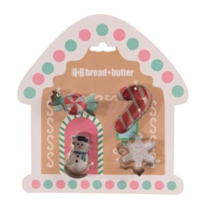 Bread and Butter Cookie Cutter – House, Snowman, Snowflake, Candy Cane – 4 Pk
