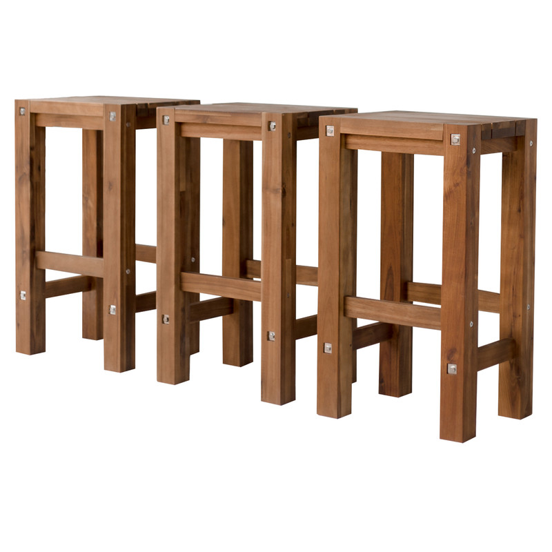Set of 3 natural bar stools 1 V179 QF ST NAT 3 66826 00