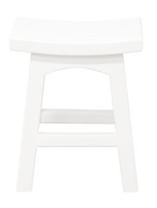 Tokyo Solid Mahogan Timber Footstool (White)