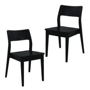 Providence Solid Oak Dining Chair – Set of 2 (Black)