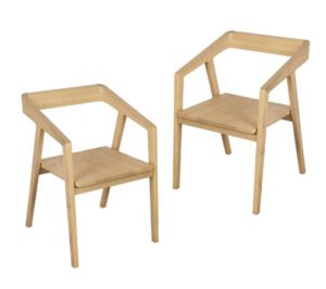 Kyoto Solid Oak Arm Chair – Set of 2 (Natural)