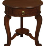 Round Cabriole Leg 1 Drawer Lamp Table (Mahogany)