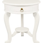 Round Cabriole Leg 1 Drawer Lamp Table (White)