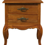 French Provincial 2 Drawer Side Table (Light Pecan)