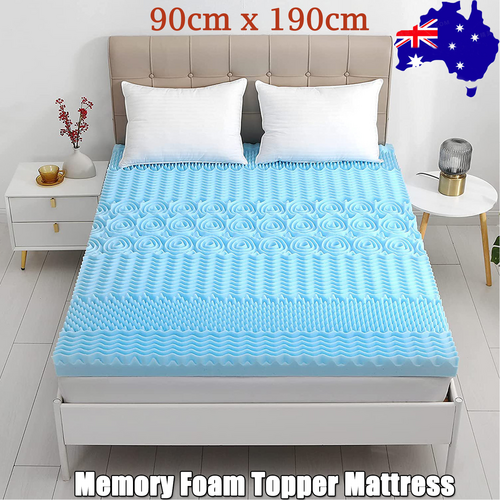 7 Zone Memory Foam Topper Mattress Toppers Cool Gel Pad Mat Medium Firm 8cm Thick 90cm x 190cm 2 V201 W12782473 189237 00